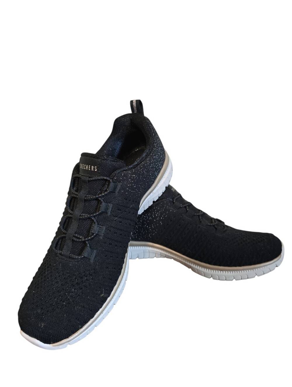 Skechers Black Knit Slip-On Memory Foam Athletic Sneakers  7.5 - Picture 4 of 5